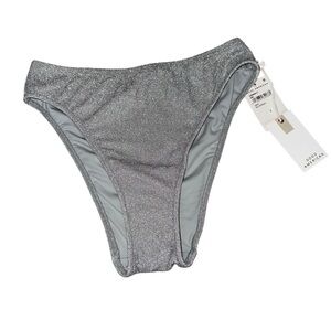 NWT Good American Glitter Metallic Silver Gray Swim Bottoms Size 3